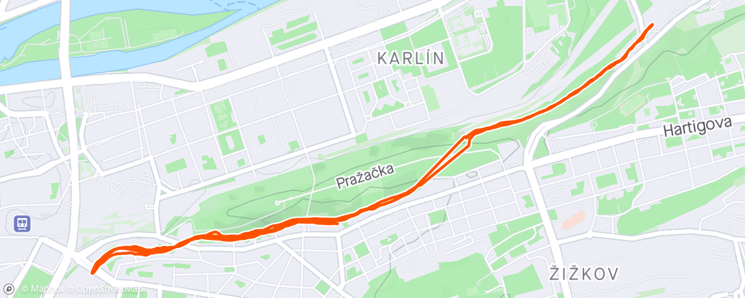 Map of the activity, Morning Run Intervals 5x4min