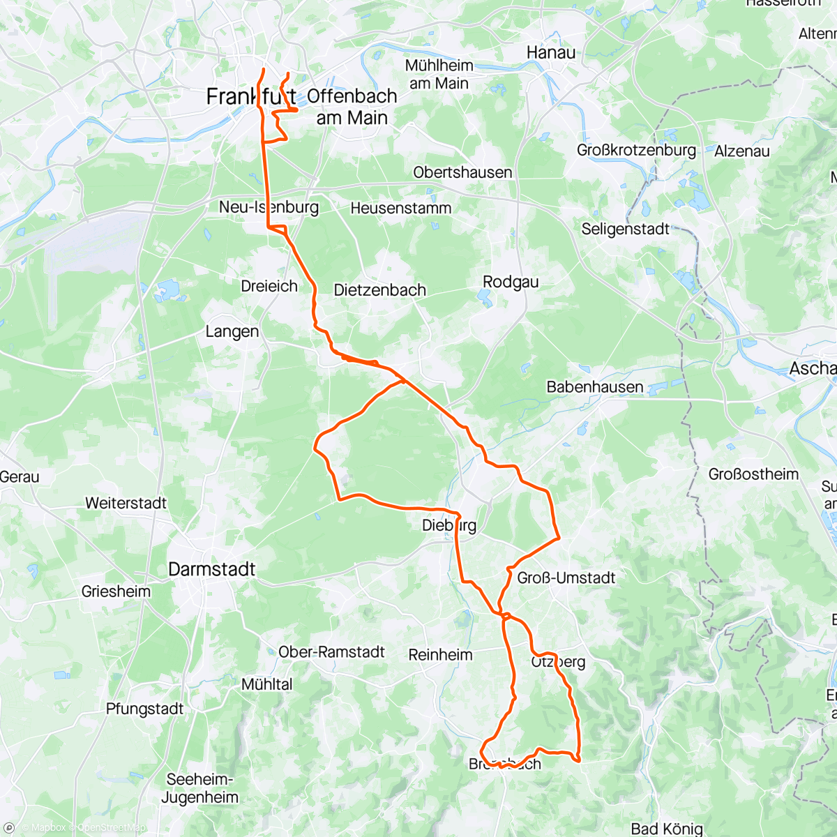 Map of the activity, RTF VC Frankfurt inkl. An- und Abfahrt 🐺🌳🌲🤘☀️