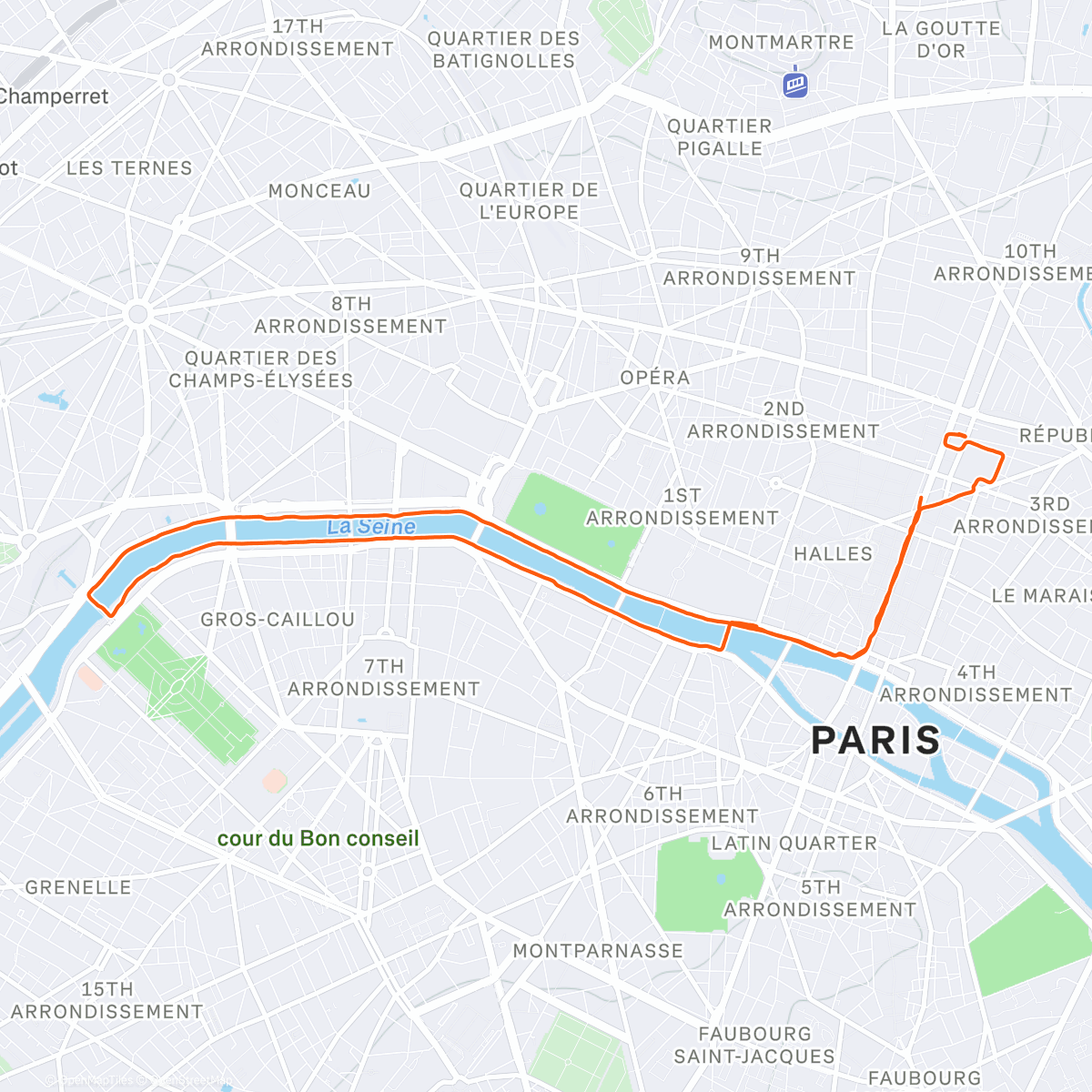 Map of the activity, Running a carbs deficit before Christmas dinner.