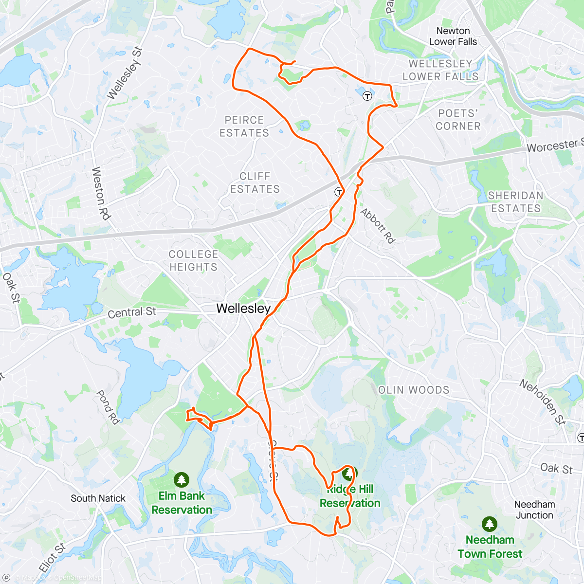 Map of the activity, Wellesley Trails