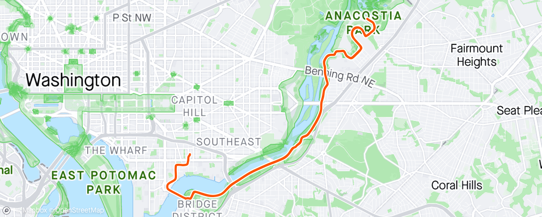 Map of the activity, Evening Ride