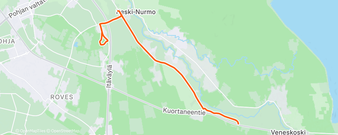 Map of the activity, Afternoon Run