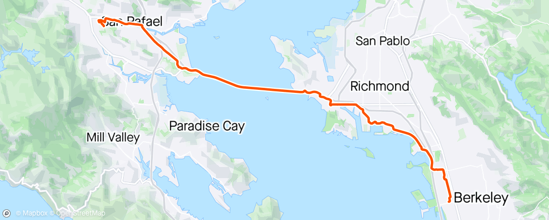 Map of the activity, Bike to Marin