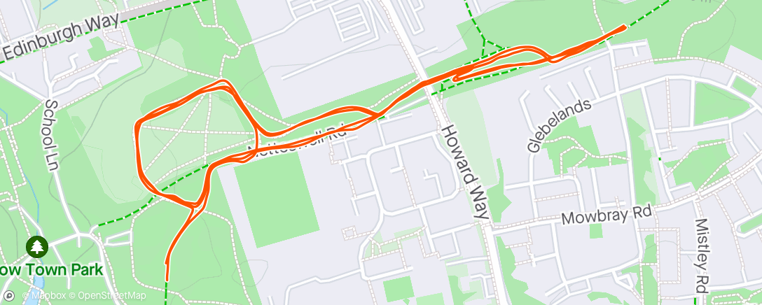 Map of the activity, Harlow Park Run