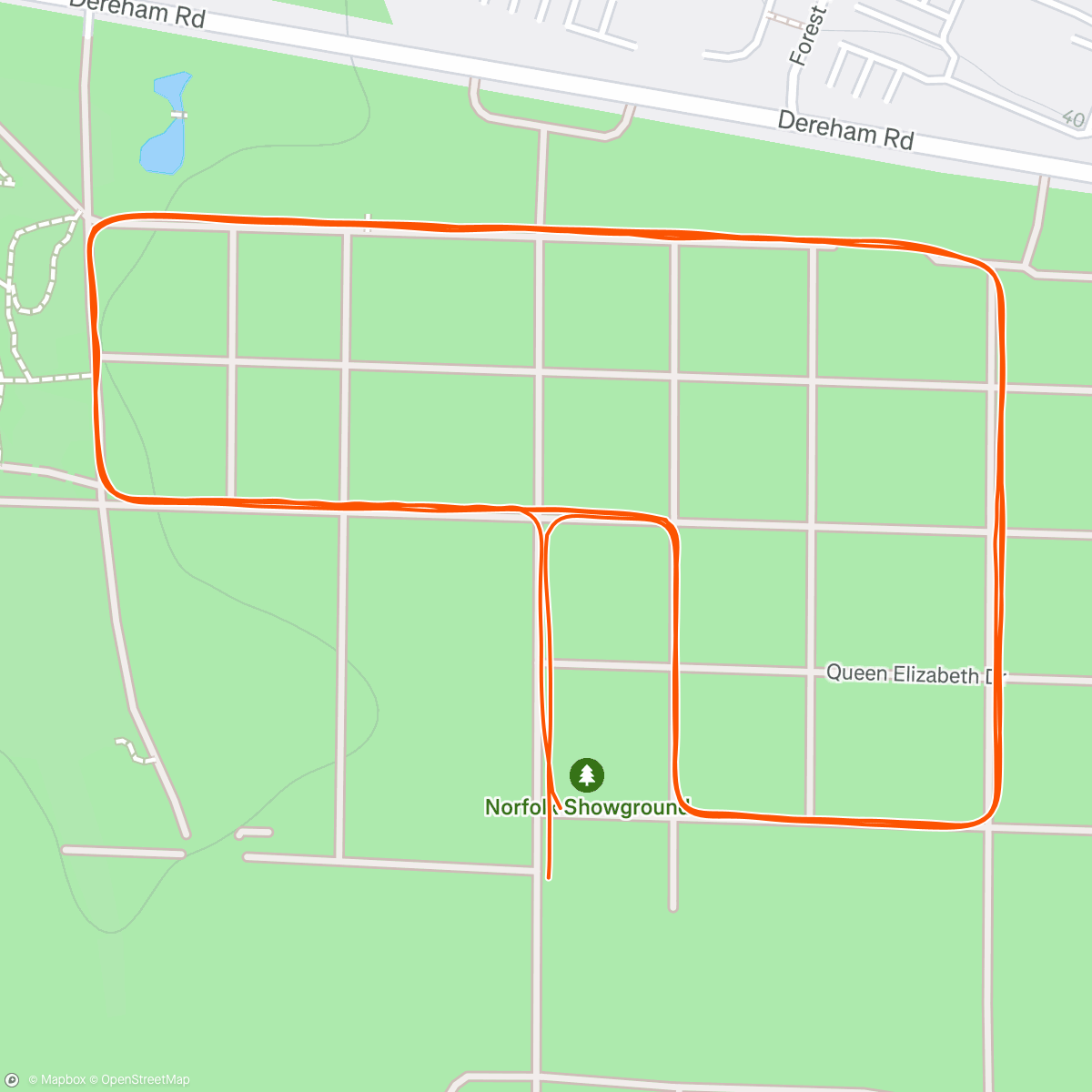 Map of the activity, Norfolk Gazelles Stampede 5k Relay. Planned on a bimble but as always it didn’t go to plan and ended up aggravating the knee niggle 13 days before race day 🤦🏻‍♀️ Rest now and we’ll see how it goes 🏃🏻‍♀️❤️
