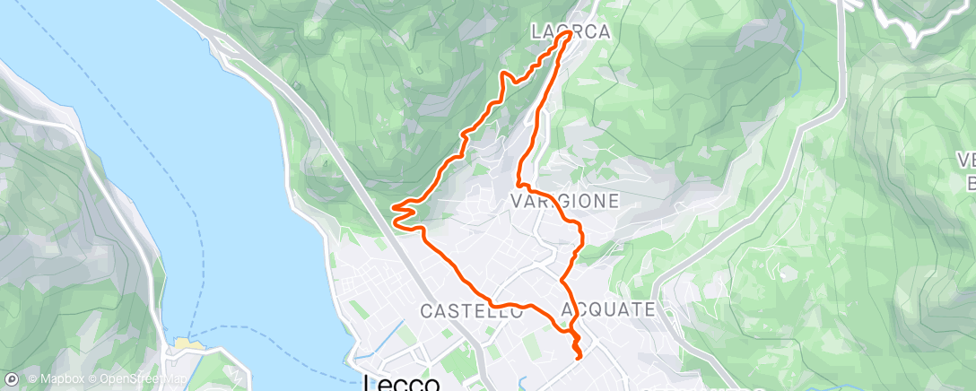 Map of the activity, Sessione di trail running serale