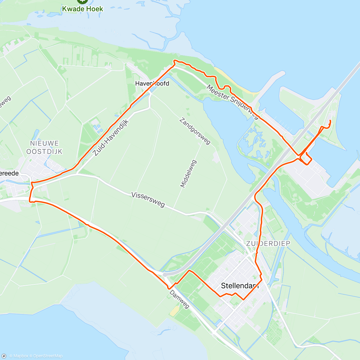 Map of the activity, GR5 Haringsvliet - Goedereede (terug via Stellendam)