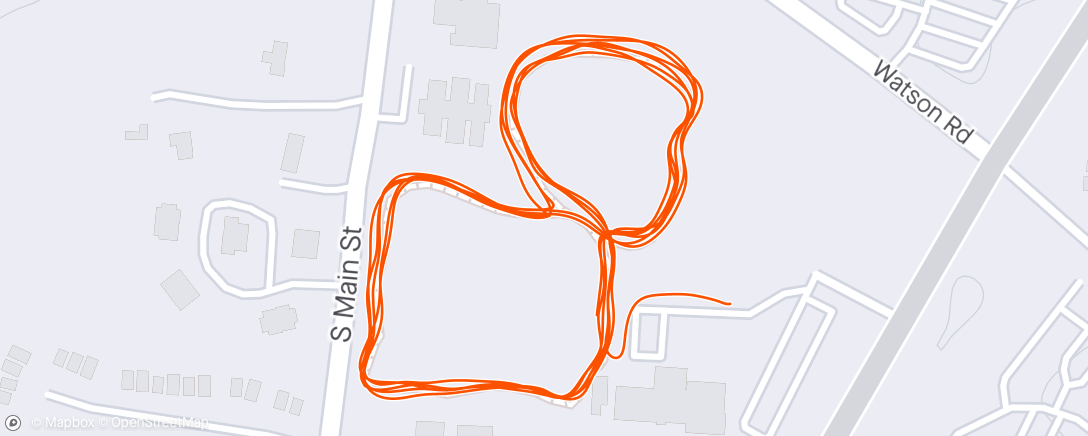 Map of the activity, 4:30 hard, 0:30 easy x 6