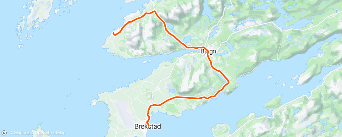Mapa da atividade, Fra hytta til Brekstad fergeleie.