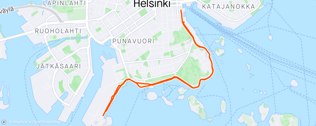 Map of the activity, Rauhallinen juoksu Helsinki