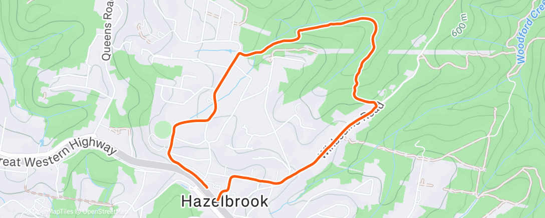 Map of the activity, Hazelbrook Trail Runners