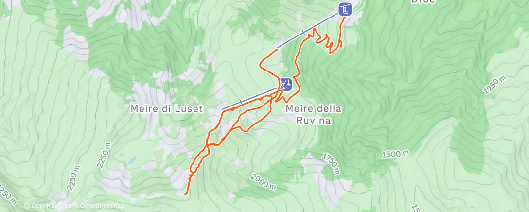 Карта физической активности (Sessione di sci fuoripista mattutina)