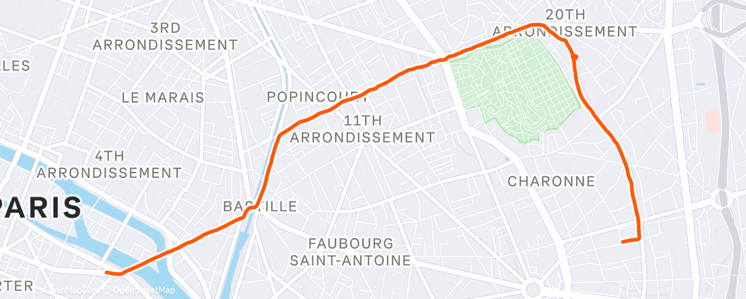 Map of the activity, Vélo dans l'après-midi