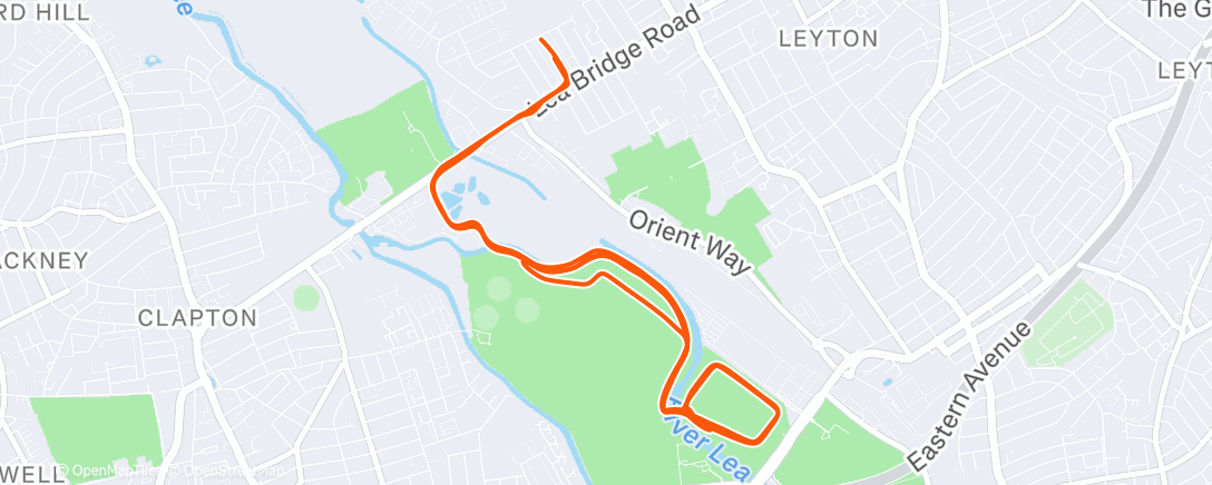 Map of the activity, Christmas Hackney Park Run
