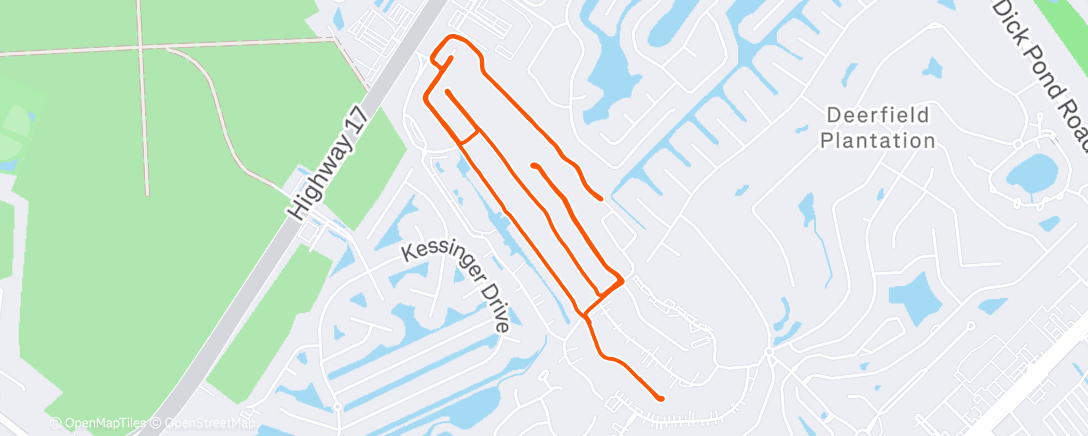 Map of the activity, Afternoon Run