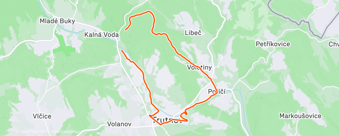 Map of the activity, Regací kochè...teda kochací regé 😁 (hodinky se vybily,...celkově bylo 21 km)