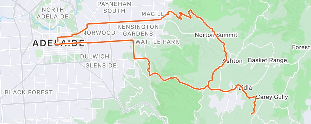 Map of the activity, Cycling