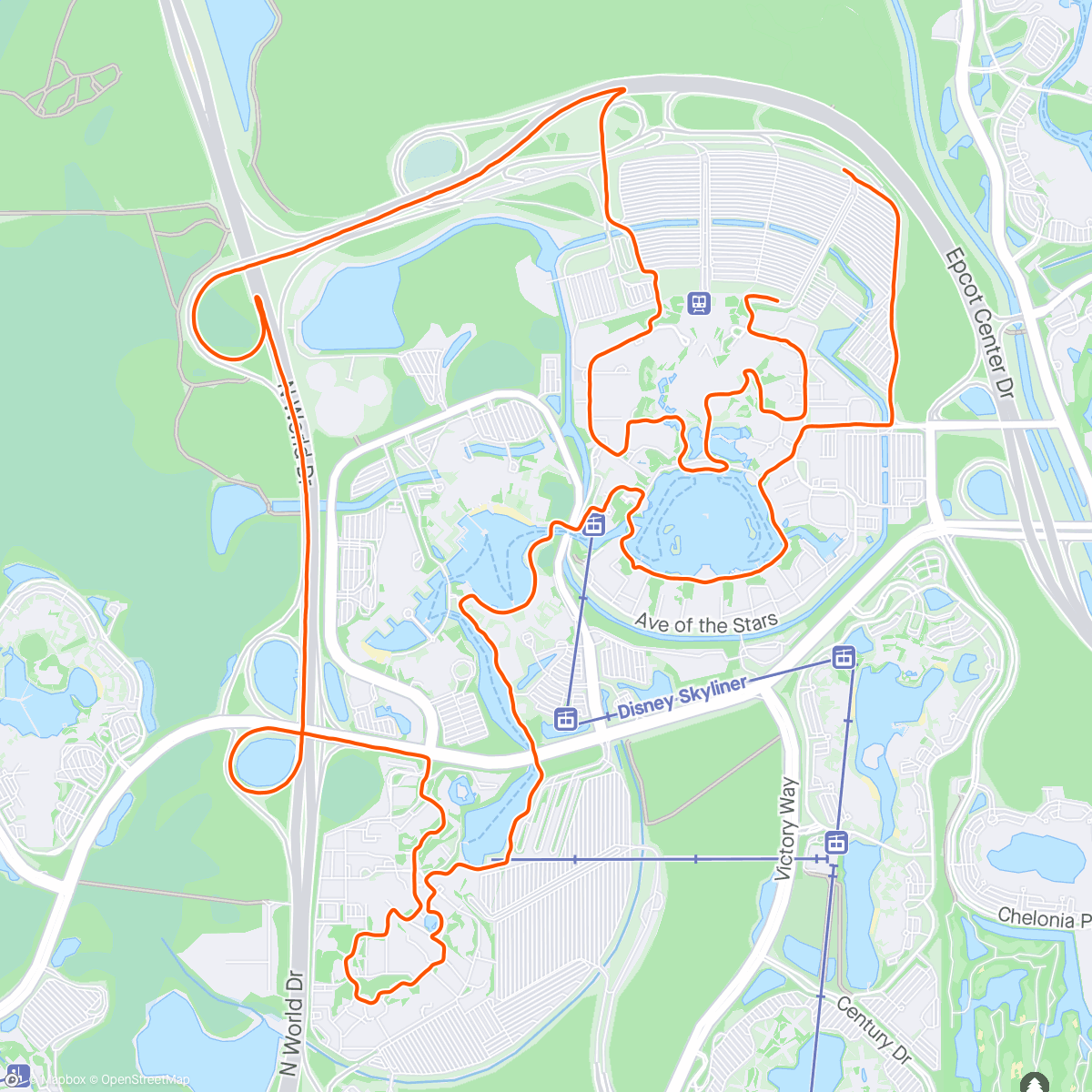 Map of the activity, Disney 10 Miler