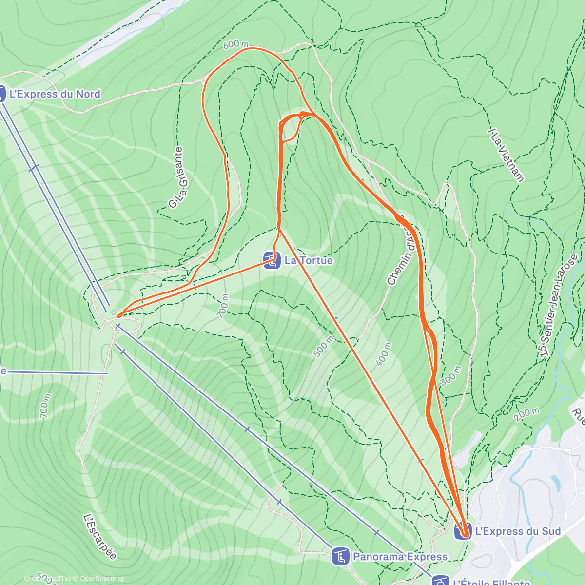 Map of the activity, Lunch Snowboard