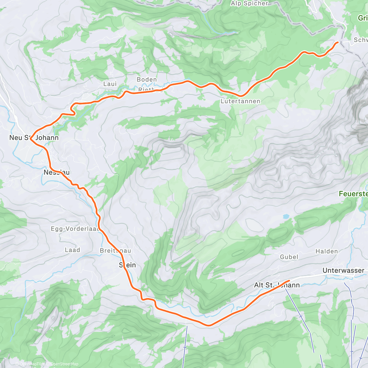 Map of the activity, ROUVY - Winter Alt St. Johan | Switzerland