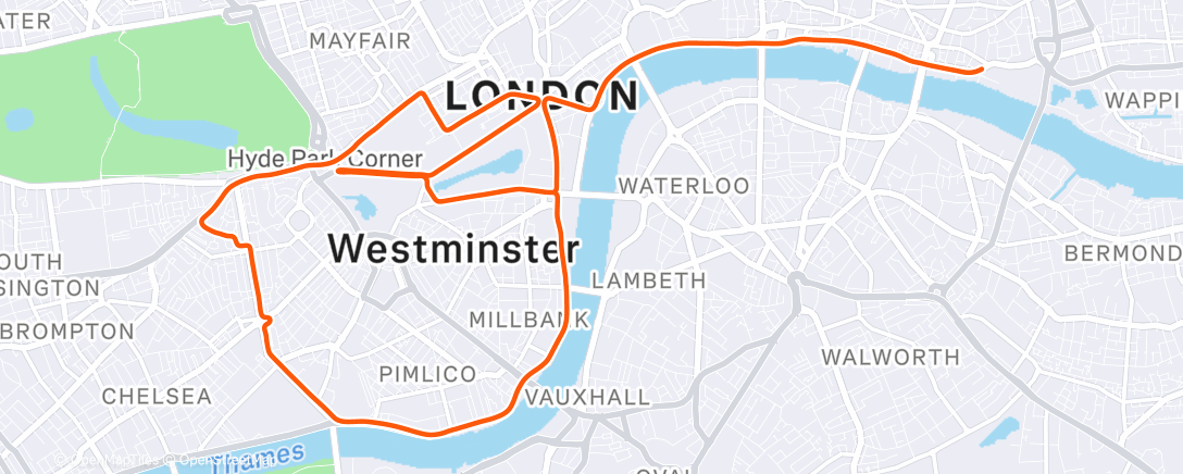 Map of the activity, Zwift - Greater London Flat in London