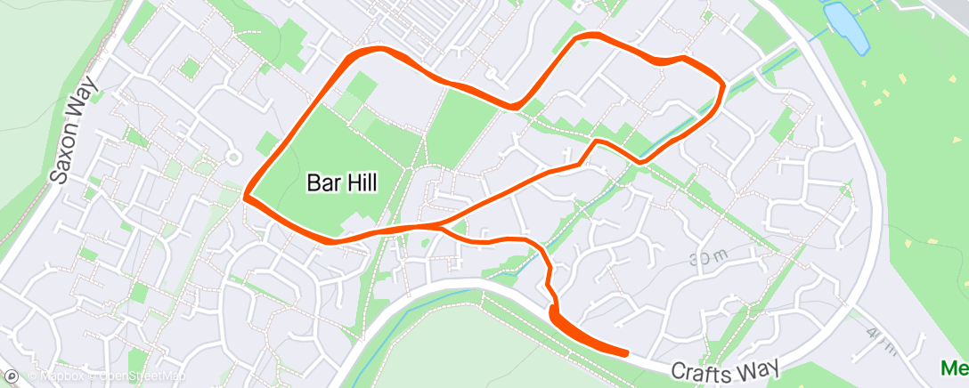 Map of the activity, 8x hill sprints