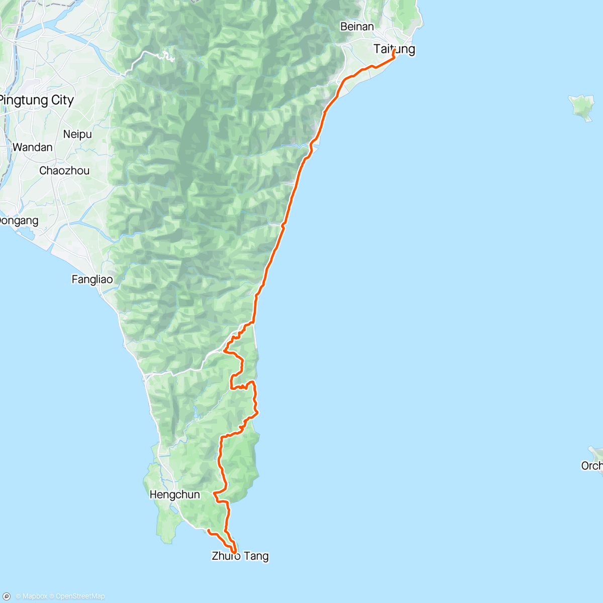 Map of the activity, Taiwan Tour, stage 7, Taitung-Henschun Kenting