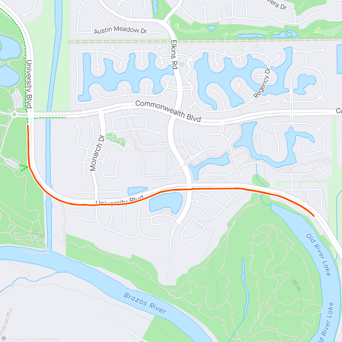 Map of the activity, Morning 3:1 Interval Run w/ qtr mile warm-up