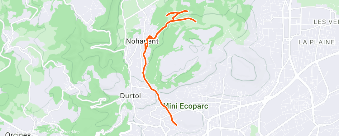 Карта физической активности (9 x 800m avec les oreilles.)