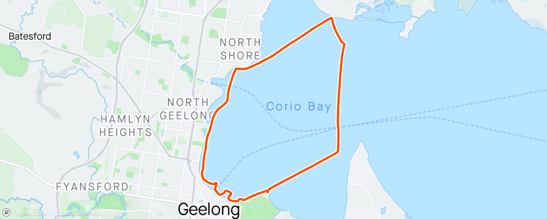 Map of the activity, Kayaking Choppy Corio Bay