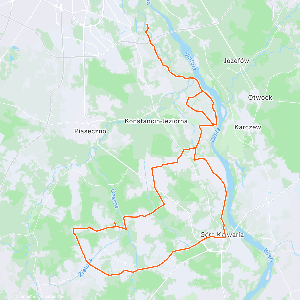 Map of the activity, Lunch Ride