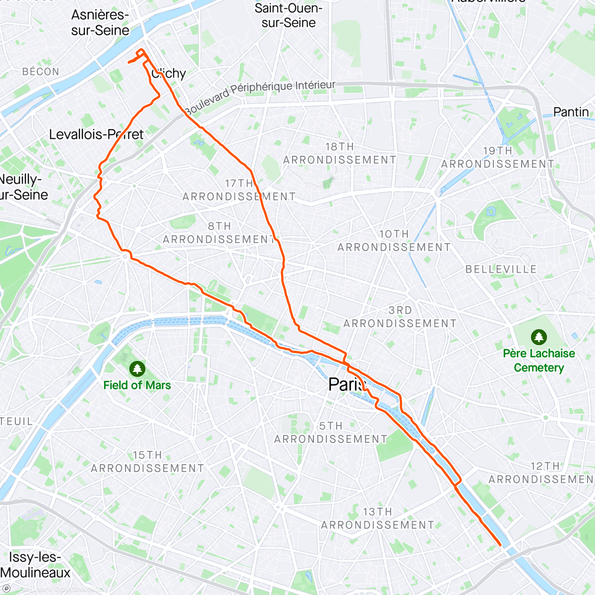 Map of the activity, 26km endurance