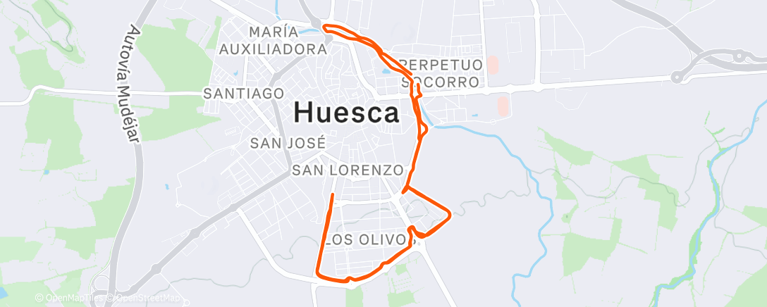 Map of the activity, Calentar + 2x1km + 3x600 + 6x300 + VC