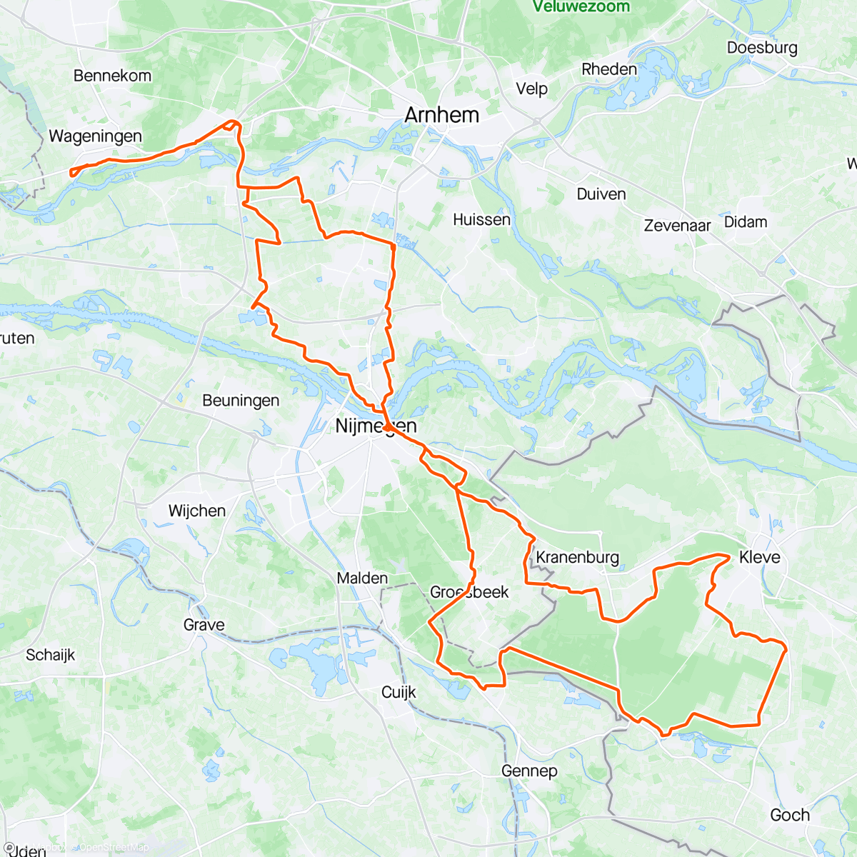 Map of the activity, TCW saturday to Nijmegen. Mont Ventoux preparation has started (in 8 days from Wageningen to the Mont Ventoux, and it starts already ... Friday ;)) Last minute plan!:)