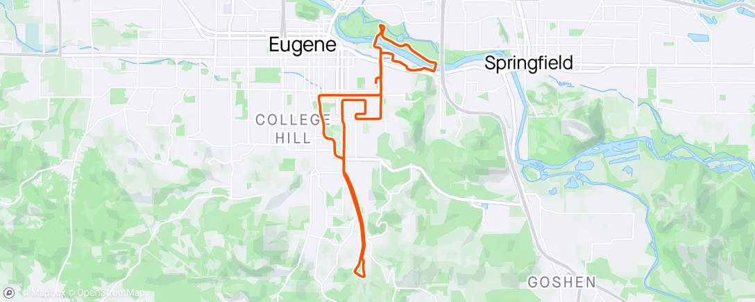 Map of the activity, Eugene Half Marathon - 1:28:41 🦆