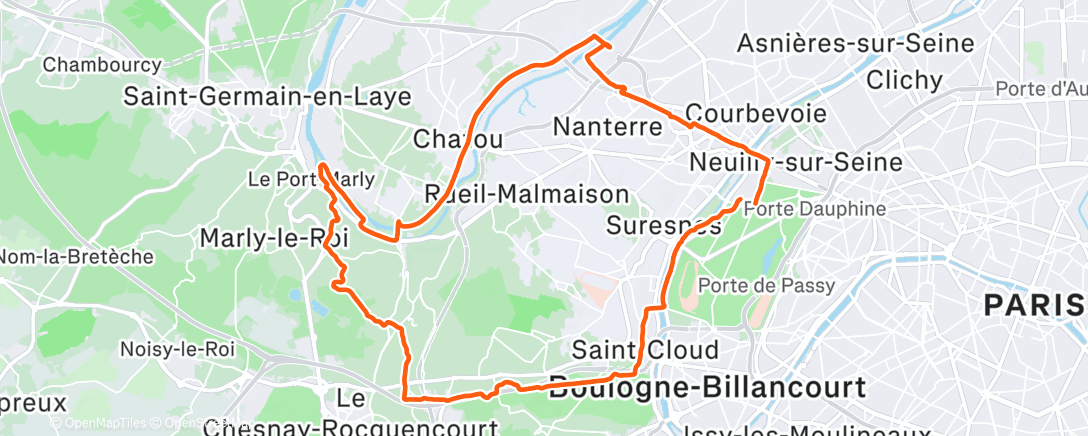 Map of the activity, Course à pied le matin