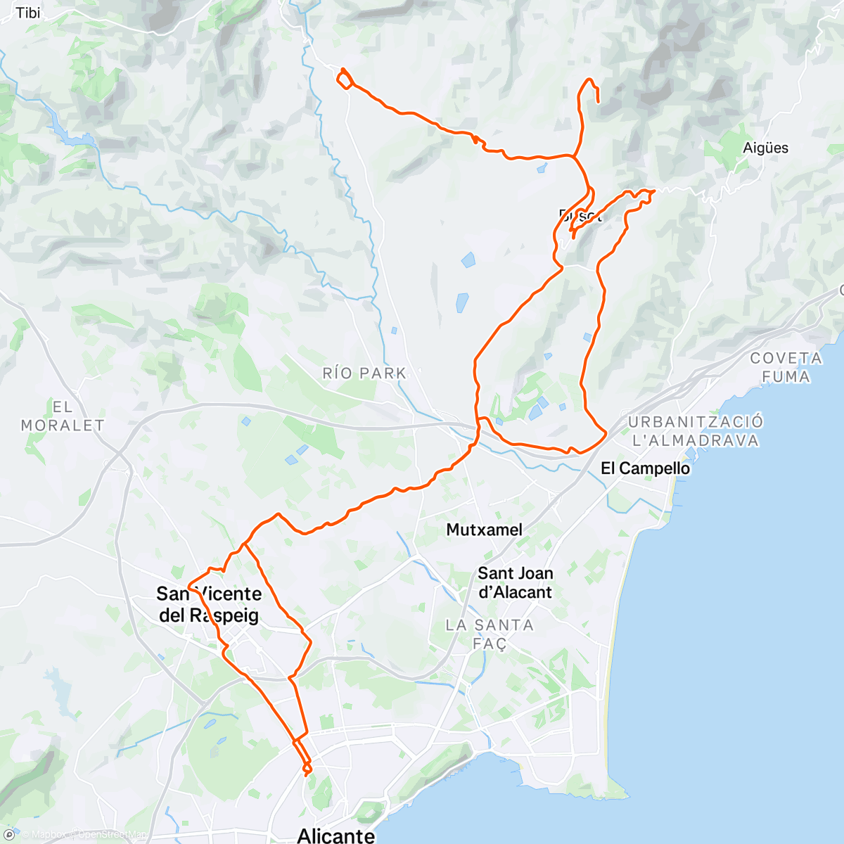 Map of the activity, SanBlas Decathlon SanVicente Esparraguera C/Timonet CV-777 Cabezoncillo Busot PoligonoEspartall Busot HoyaLosPatos MoliFoc Sendera SanBlas