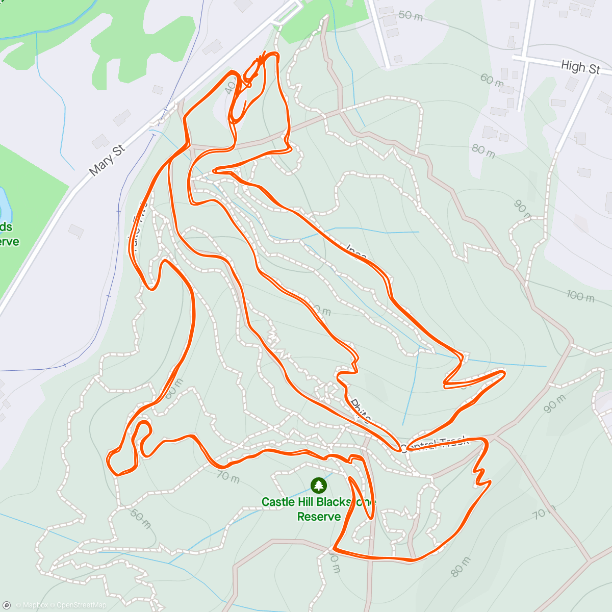 Map of the activity, Castle Hill