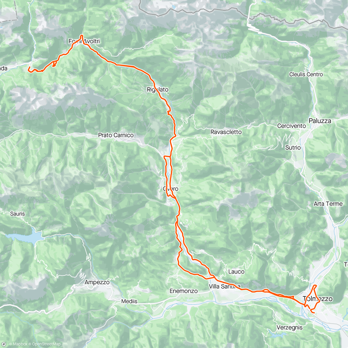 Mapa de la actividad, Giro - Etapa #19 Montegliana - Sappada