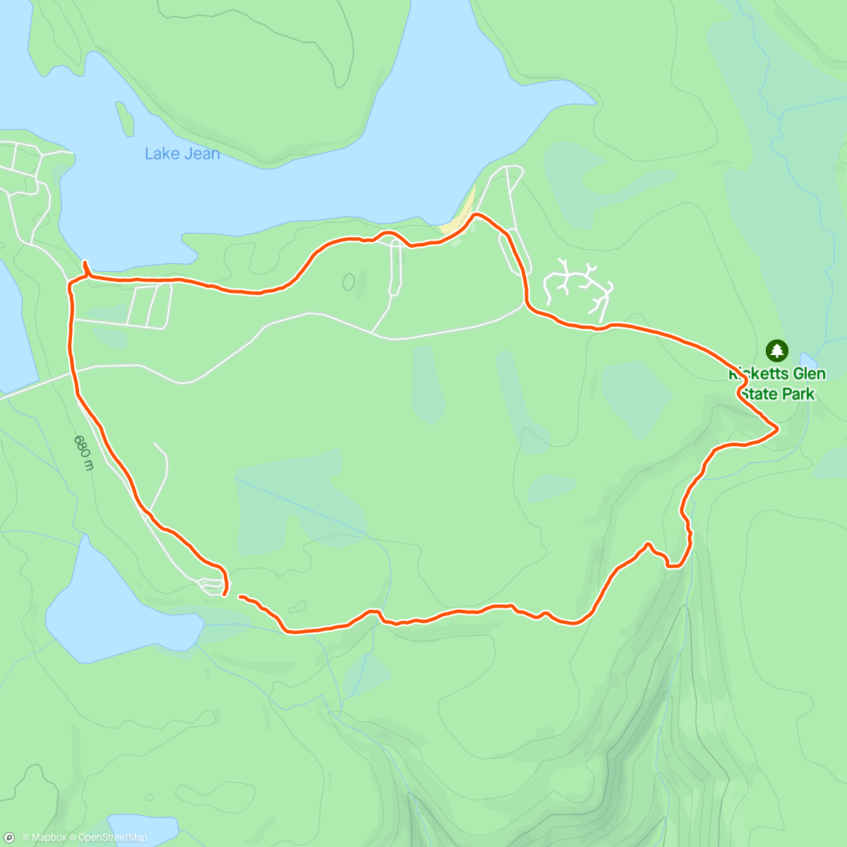 Map of the activity, Highland -> lake loop