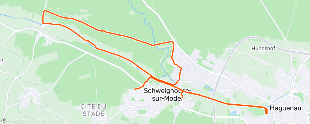 Map of the activity, Course à pied le matin