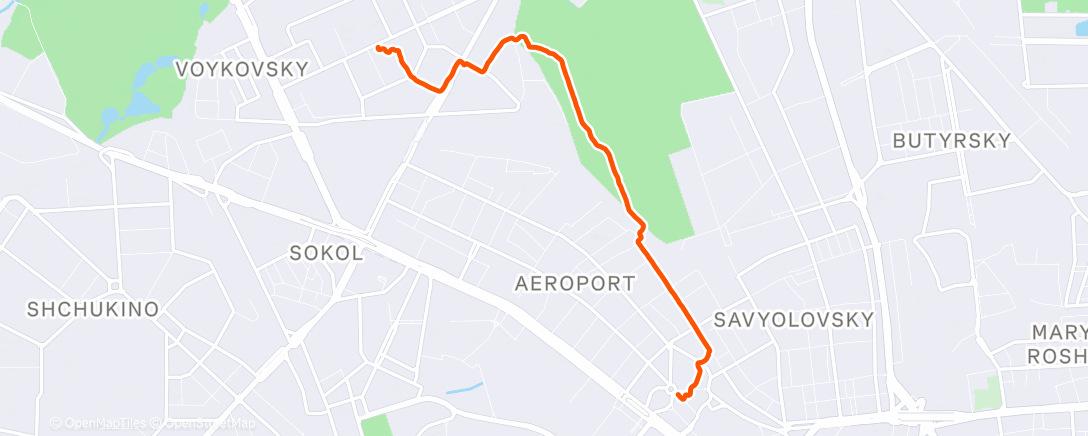 Map of the activity, Утренний забег