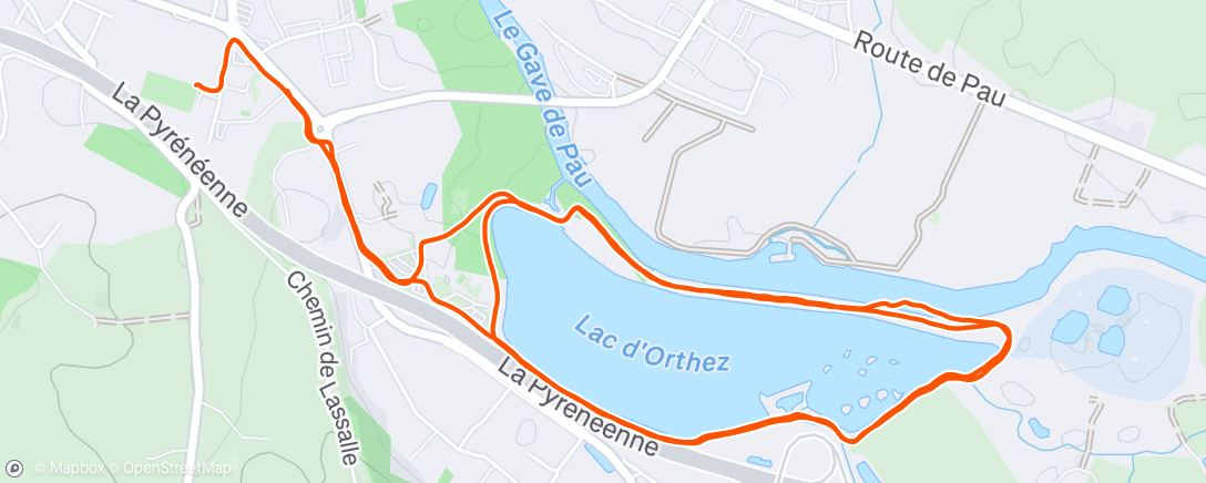 Map of the activity, Course à pied en soirée