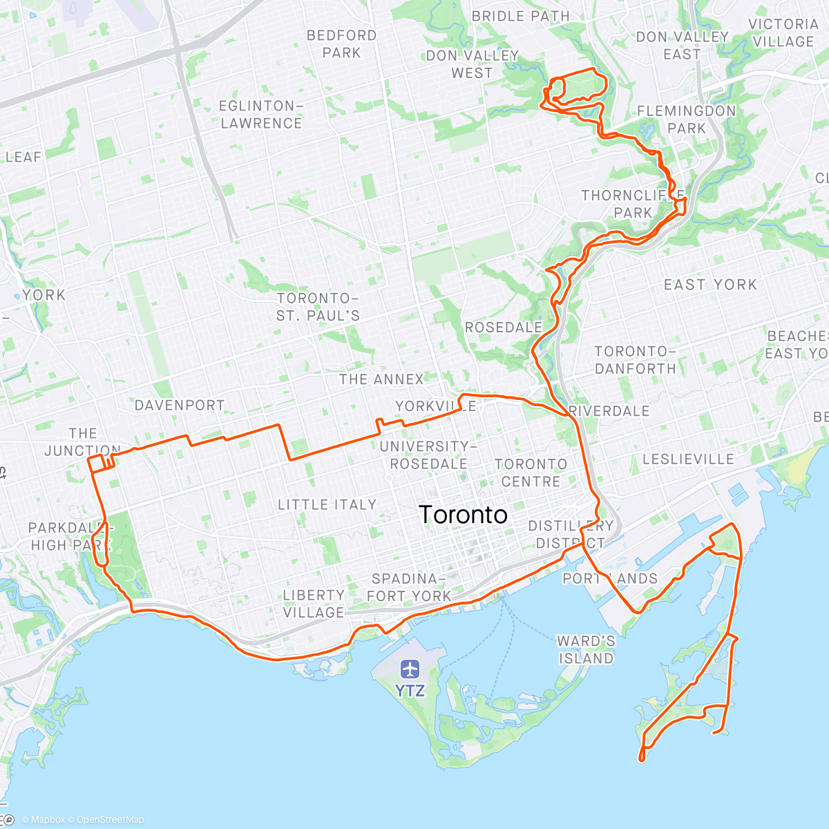 Map of the activity, The Don /Spit gravel ride
