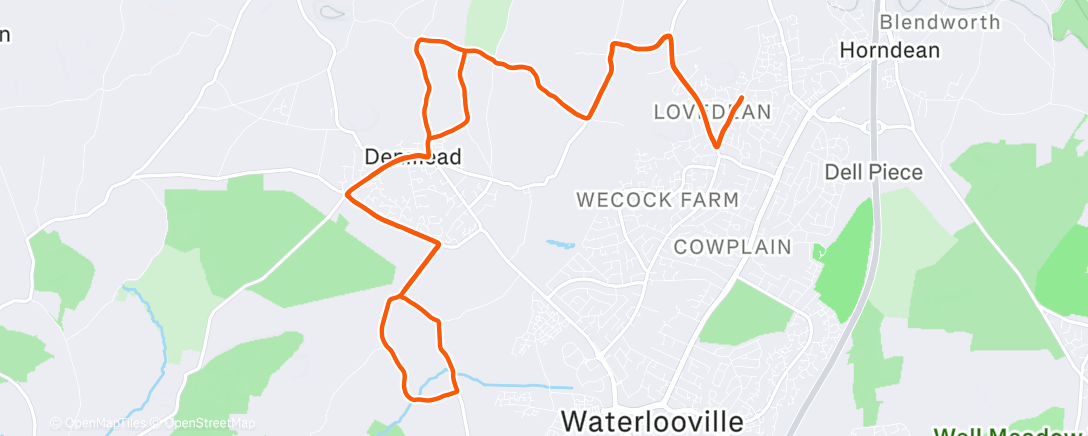 Map of the activity, Cold and windy Denmead