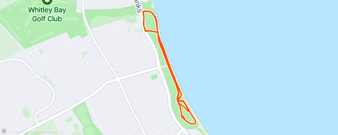 Mapa da atividade, Whitley Bay parkrun #115 (pr#160) run/walk