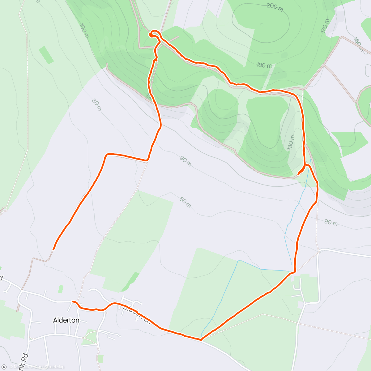 Map of the activity, Bluebells walk with Running Club