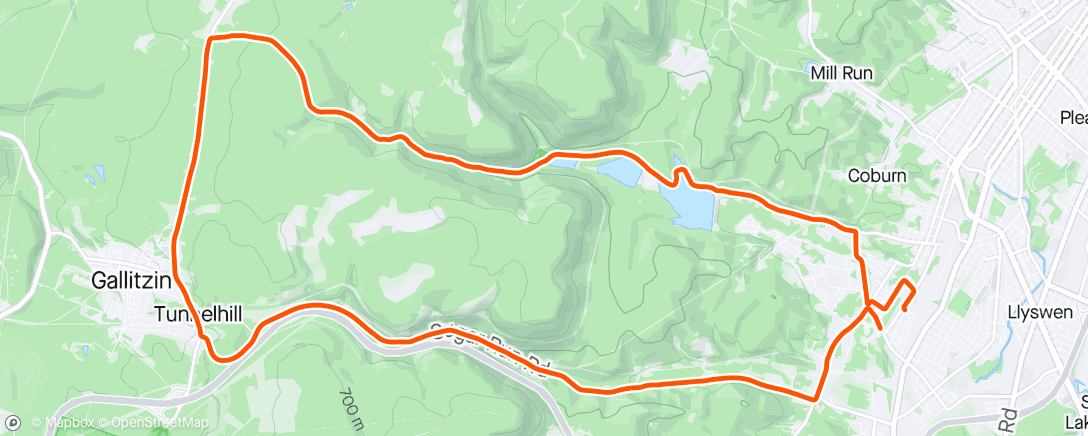 Map of the activity, Up the mtn and back