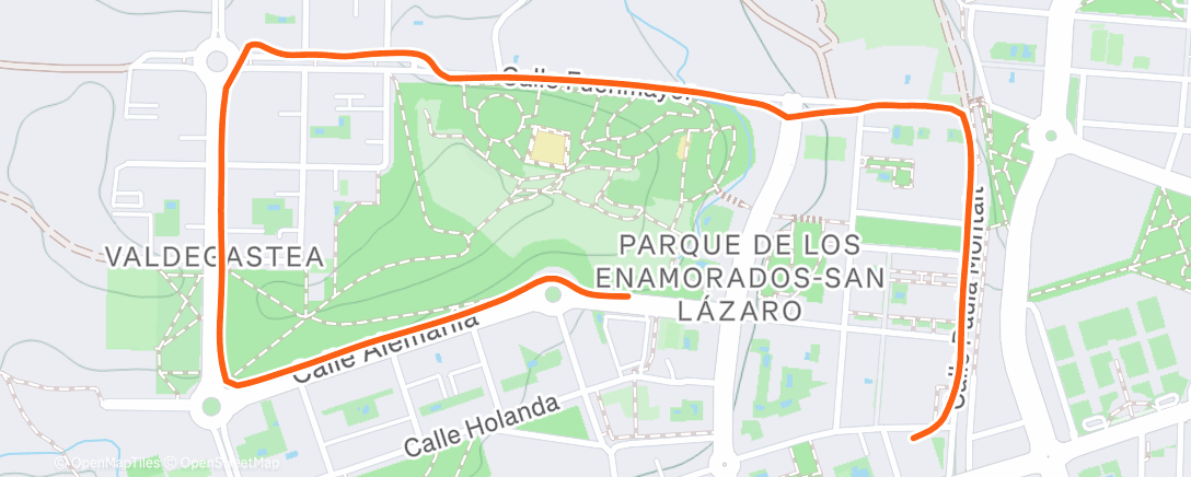 Map of the activity, Carrera de noche