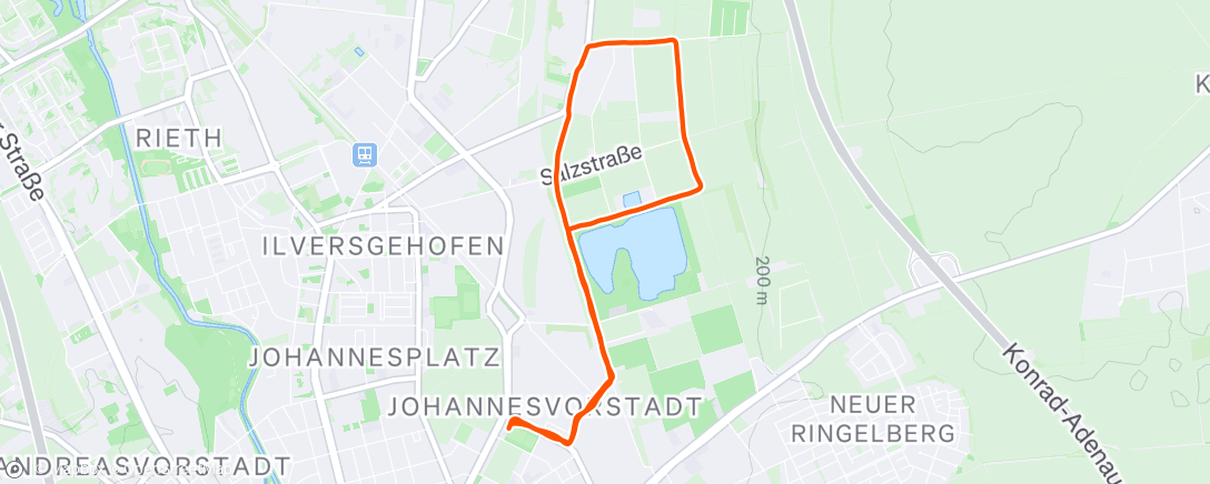 Map of the activity, Afternoon Run